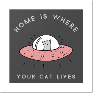 Home is where your cat lives Posters and Art